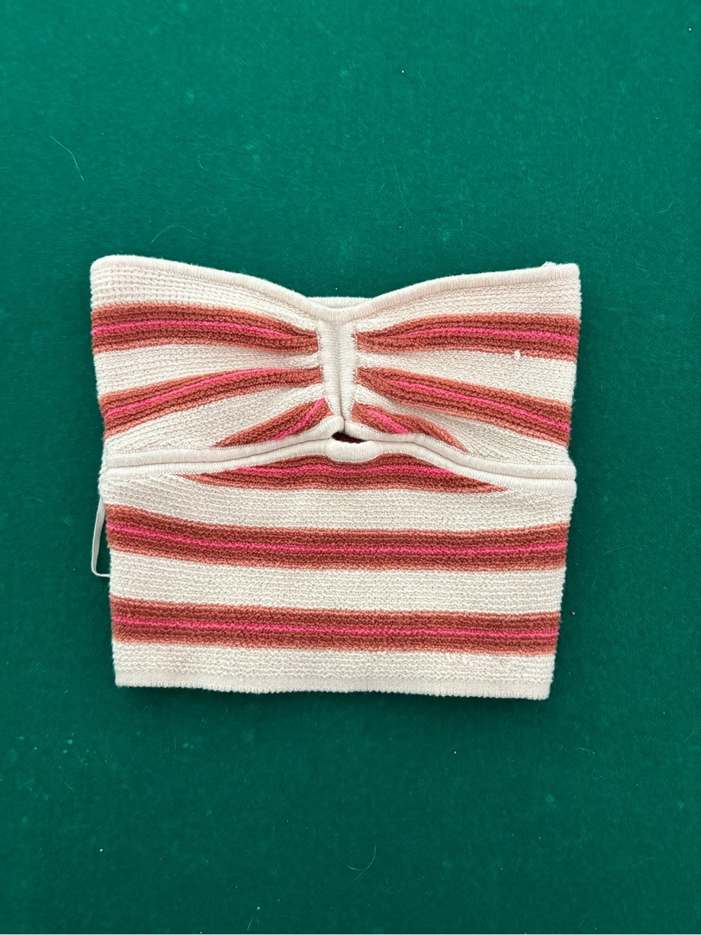 American Eagle Outfitters Cream Tube Top with Pink & Brown Stripes